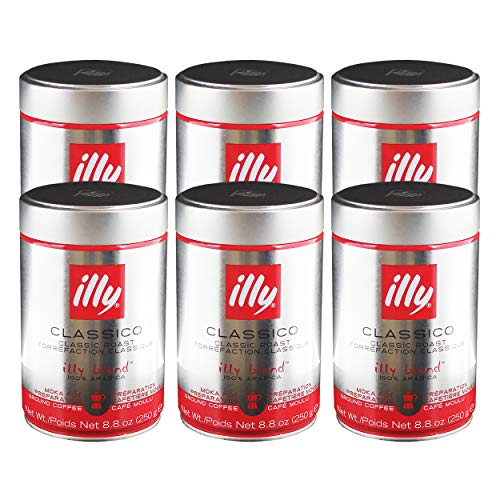 Illy Moka, 100 % Arabica Kaffee, Gemahlener Röstkaffee, Espresso, Normale Röstung, Dose, 6 x 250 g von Illy