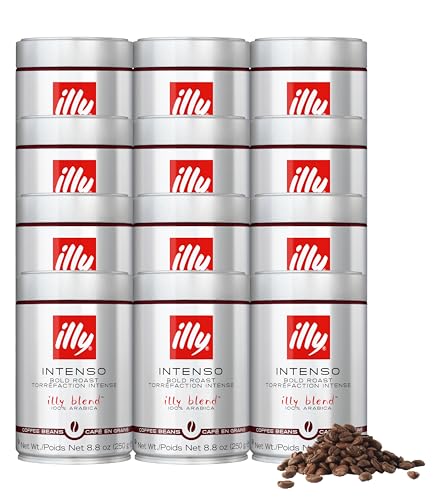 illy Espresso Intenso ganze Bohne, starke Röstung 250g, 12er Pack von illy