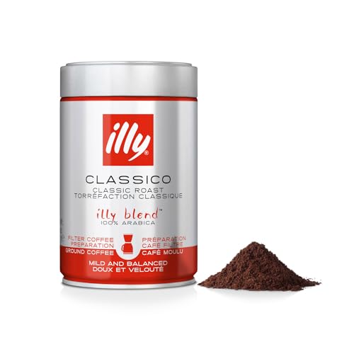 illy Gemahlener Kaffee für Filterkaffee CLASSICO, klassische Röstung - 250 g Dose von Illy