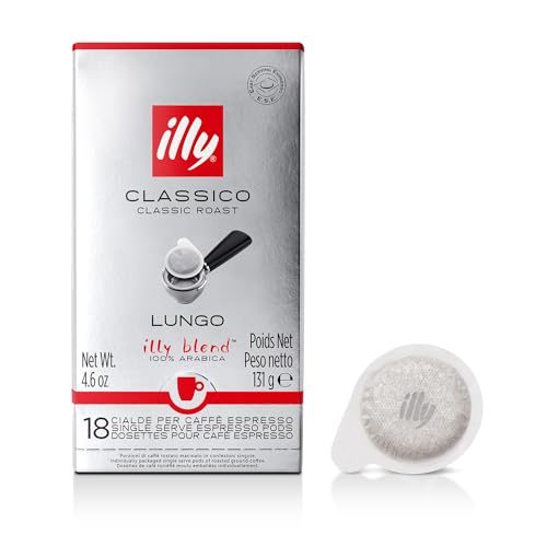 illy Kaffee CLASSICO lungo, klassische Röstung, E.S.E. Kaffeepads - 1 Verpackung mit 18 Kaffeepads von Illy