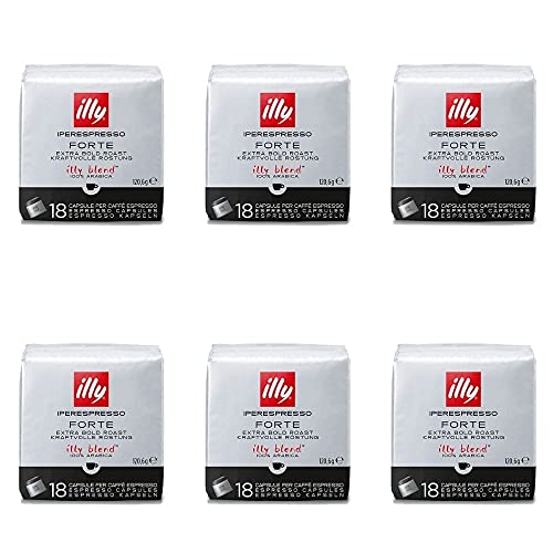 illy Set 6 Packungen Kaffeekapseln iperespresso Forte vollmundige Röstung 18 pz. von Illy