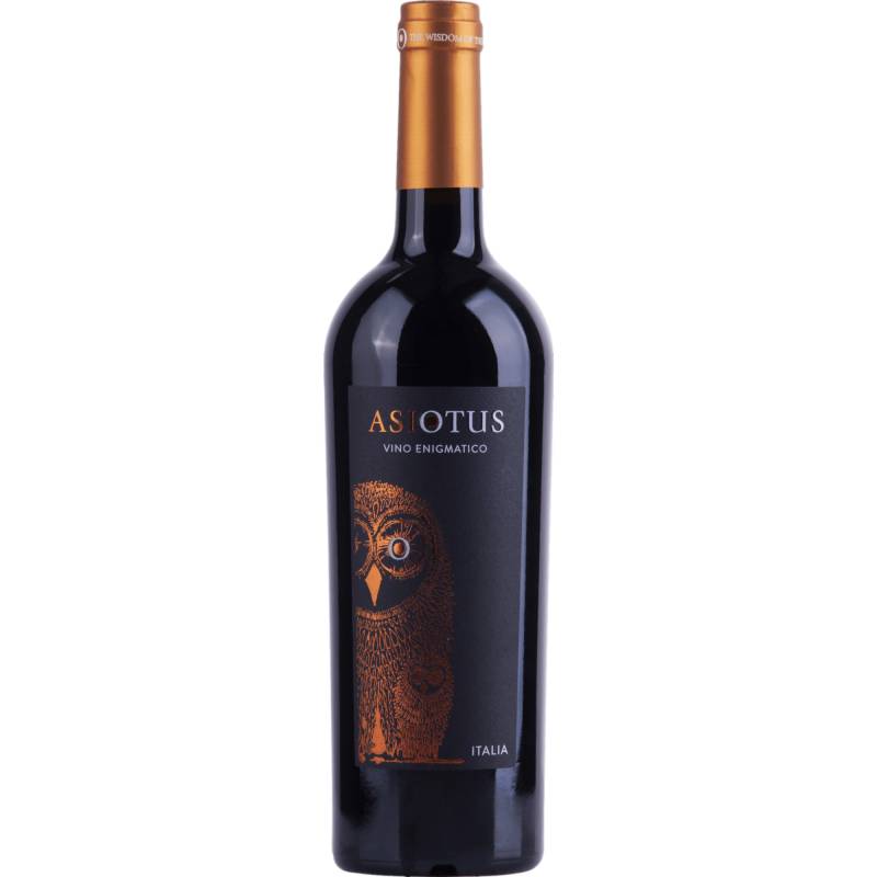 Asio Otus Rosso, Vino Varietale d'Italia, Vino da Tavola, Rotwein von Imbottigliato nelle Cantina di MGM S.P.A. a Priocca - Italia