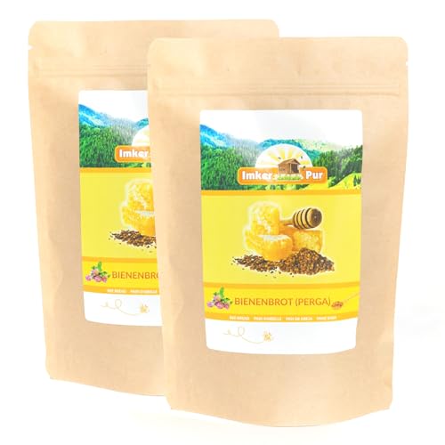 Bienenbrot / Perga von ImkerPur®, 2er Set, jeweils 100g (gesamt 200g), komplett rückstandsfrei und ohne Zusätze von ImkerPur