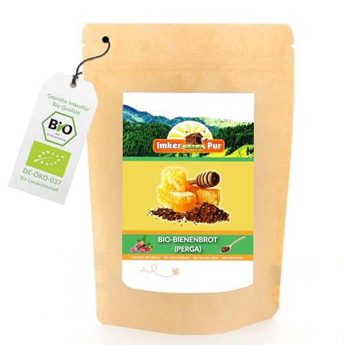 Bio Bienenbrot/Perga von ImkerPur®, 200 g, komplett rückstandsfrei und ohne Zusätze, fermentierter Blütenpollen von ImkerPur