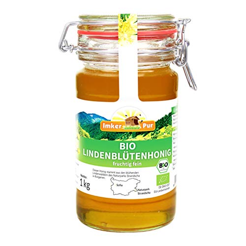 Bio-Lindenblüten-Honig von ImkerPur, 1 kg, im wiederverw. Vorratsglas, naturbelassen, fein-fruchtig, mit einer erfrischenden Zitronen-Note (Bio, 1 kg) von ImkerPur