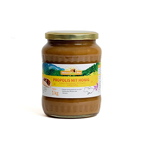 Honig mit Propolis von ImkerPur®, 1000g, kaltgeschleudert, malzig-herb, mit einer kräftigen Malz-Note von ImkerPur