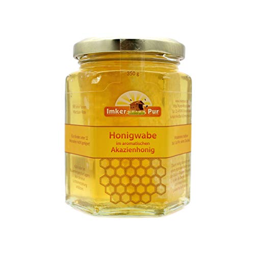 ImkerPur Honigwabe im Glas, in hocharomatischem Akazien-Honig, 350 g von ImkerPur
