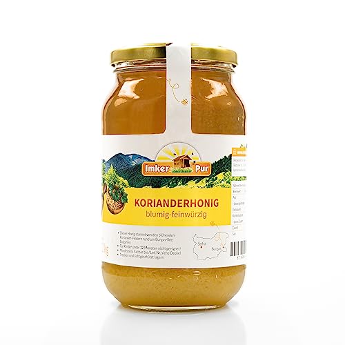 Koriander-Honig von ImkerPur, 1200g, kaltgeschleudert, mit einer eleganten Anis-/Minz-Note von ImkerPur