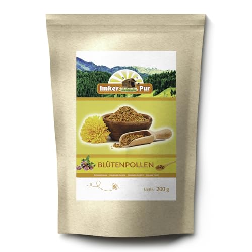 Blütenpollen/Bienenpollen in Premium-Imkerqualität, von ImkerPur, 200 g, komplett rückstandsfrei, süßlich-mild, (Konventionell, 200 g) von ImkerPur