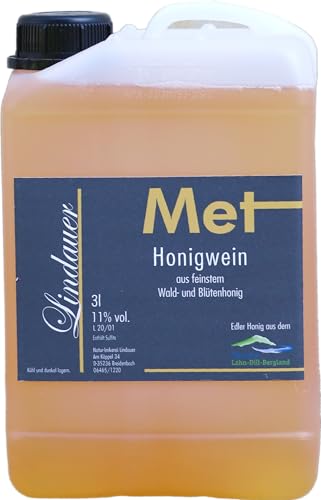 Original Lindauer MET - Honigwein lieblich, 11%, 3 L, Premium Met aus Deutschland von Imkerei Lindauer