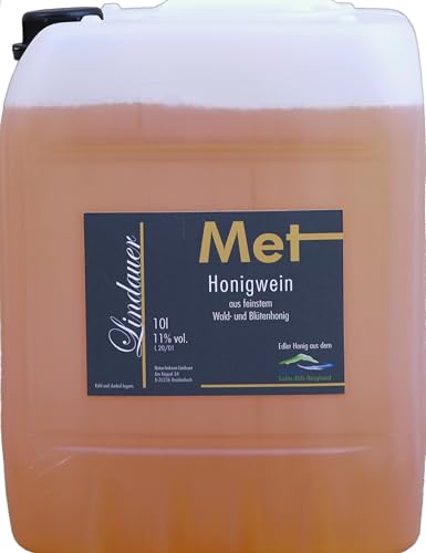 Original Lindauer MET - Lieblicher Honigwein, 11%, 10 L, Premium Met aus Deutschland von Imkerei Lindauer