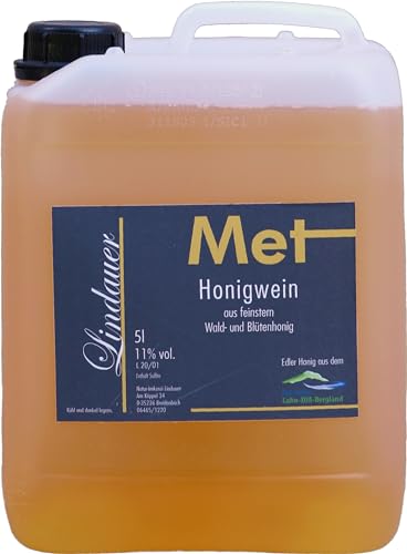 Original Lindauer MET - Lieblicher Honigwein, 11%, 5 L, Premium Met aus Deutschland von Imkerei Lindauer