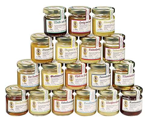 18x 50g Honig Probierset | Geschenkset – naturbelassen, Honig zum Kennenlernen, Kombination variiert (von Imkerei Nordheide) von Imkerei Nordheide