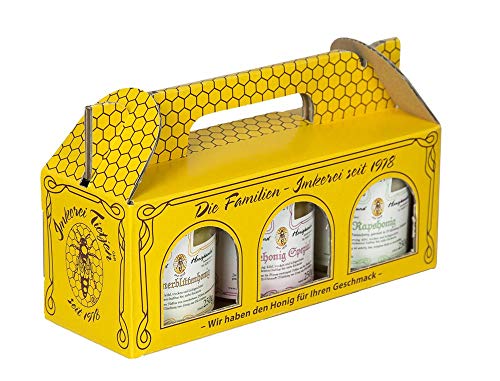 3x 250g Honig Probierset | Geschenkset – naturbelassen, Honig zum Kennenlernen in praktischer Geschenkbox aus Karton, enthält klassische Sorten (von Imkerei Nordheide) von Imkerei Nordheide