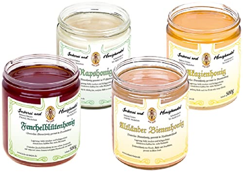 4x 500g Honig – regionaler Genuss | Probierset | Geschenkset – naturbelassen, Honig zum Kennenlernen (deutscher Honig von Imkerei Nordheide) von Imkerei Nordheide