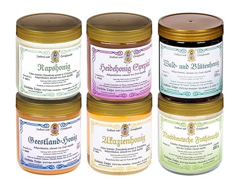 6x 500g Honig – Probierset | Geschenkset – naturbelassen, roher Honig zum Kennenlernen (von Imkerei Nordheide) von Imkerei Nordheide