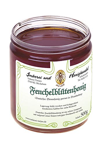 Echter Fenchel Blütenhonig 500g (ohne Fenchelzusatz) - kräuterwürzig, naturbelassener roher Honig (von Imkerei Nordheide) | Deutscher Honig vom Imker von Imkerei Nordheide