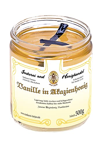 Vanille in Honig 500g – Akazienhonig mit Bourbon-Vanilleschote (von Imkerei Nordheide) von Imkerei Nordheide