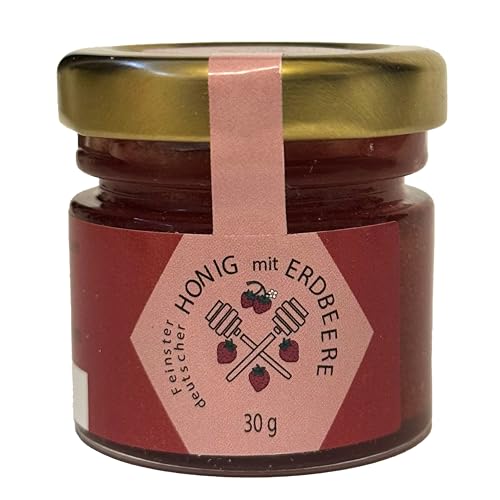 Nordbienchen® Honig 30g mit Erdbeere – 100% Natur, Ohne Zusätze, Honig aus Deutschland, Perfekte Geschenkidee, Honey aus nachhaltiger Imkerei von Imkerei Sievers