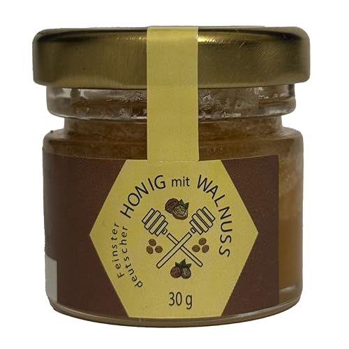 Nordbienchen® Honig 30g mit Walnuss – 100% Natur, Ohne Zusätze, Honig aus Deutschland, Perfekte Geschenkidee, Honey aus nachhaltiger Imkerei von Imkerei Sievers