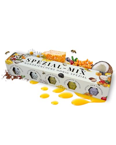 Nordbienchen® Spezial Mix 5er Set Honig à 30g - naturbelassener Honig ohne Zusätze - diverse Honigsorten - edles Honiggeschenkset aus Deutschland - Honigsüßer Brotaufstrich Probier-Set von Imkerei Sievers
