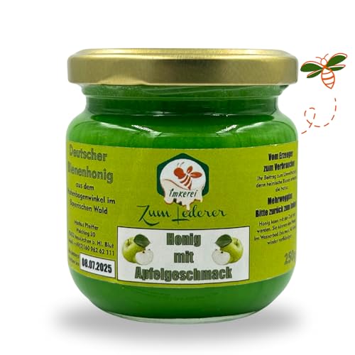 Imkerei zum Lederer - Deutscher Apfelhonig – Cremiger Genuss mit fruchtiger Apfelnote | 250g – Direkt vom Imker aus dem Bayerischen Wald von Imkerei "Zum Lederer"