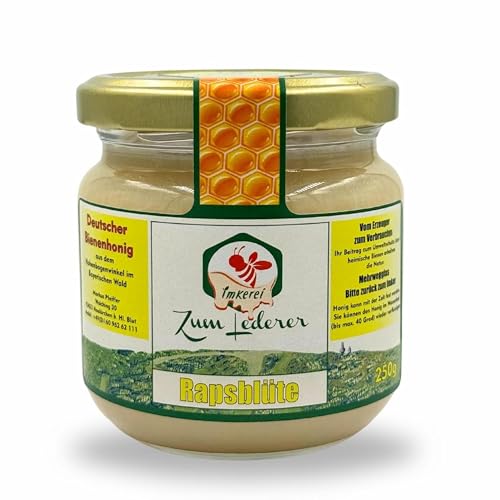 Imkerei zum Lederer - Deutscher Rapshonig – cremiger Honig aus bayerischen Rapsblüten - Naturbelassener süßer Aufstrich direkt vom Imker (250g) von Imkerei "Zum Lederer"