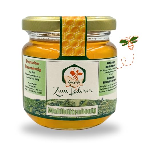 Imkerei zum Lederer - Deutscher Waldblütenhonig – flüssiger Honig aus dem Bayerischen Wald - Naturbelassener süßer Aufstrich direkt vom Imker (250g) von Imkerei "Zum Lederer"