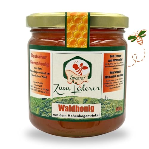 Imkerei zum Lederer - Deutscher Waldhonig - Premium Waldhonig aus dem Bayerischen Wald - Naturbelassener, flüssiger Honig aus Honigtau (500g) von Imkerei "Zum Lederer"