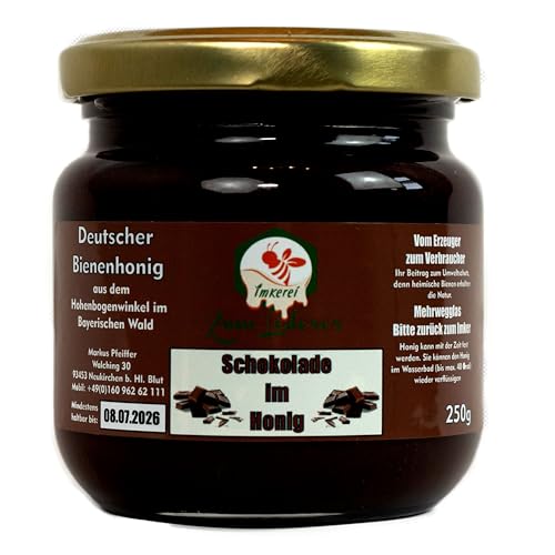 Imkerei zum Lederer - Schokolade im Honig 250g cremiger Honig mit leckerem Schokogeschmack aus dem Bayerischen Wald - süßer Aufstrich direkt vom Imker von Imkerei "Zum Lederer"