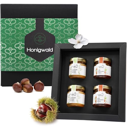 Immenwunder Honig Geschenk Set "Honigwald", 4x50g Honige Leatherwood & Edelkastanie in hochwertiger Geschenk-Verpackung, ideales Präsent Immenwunder Honig Geschenk Set "Honigwald", 4x50g Honige Leatherwood & Edelkastanie in hochwertiger Geschenk-Verpackung, ideales Präsent von Immenwunder