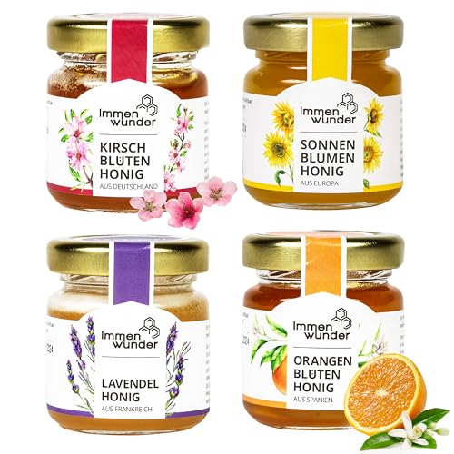 Immenwunder Honig Probierset Set Alles Liebe, 4x50g Honige Lavendelhonig, Orangenblütenhonig, Kirschblütenhonig & Sonnenblumenhonig, ideale kleinigkeiten für Ostern, Geschenkideen Immenwunder Honig Probierset Set Alles Liebe, 4x50g Honige Lavendelhonig, Orangenblütenhonig, Kirschblütenhonig & Sonnenblumenhonig, ideale kleinigkeiten für Ostern, Geschenkideen von Immenwunder