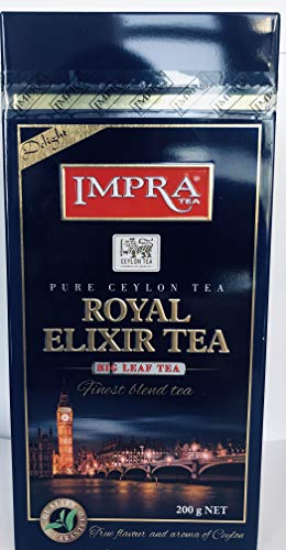 IMPRA Ceylon Royal Elixir Tea Big Leaf aus Sri Lanka, Aromatisierter Schwarzer Ceylon-Tee, großblättrig, lose in Dose (3x 200g) von Impra