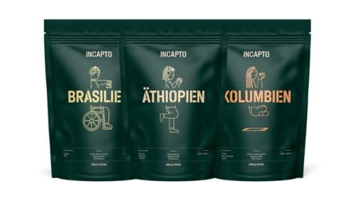 Incapto Best Sellers Set Spezialitäten-Kaffeebohnen | Herkunft - Kolumbien, Brasilien und Äthiopien | Specialty Coffee +80 Punkte SCA | 3 Pakete à 500g Incapto Best Sellers Set Spezialitäten-Kaffeebohnen | Herkunft - Kolumbien, Brasilien und Äthiopien | Specialty Coffee +80 Punkte SCA | 3 Pakete à 500g von Incapto