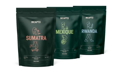 Incapto Exotische Kaffeeset | Spezialitäten-Kaffeebohnen Natur | Herkunft - Ruanda, Sumatra und Mexiko | Specialty Coffee +80 Punkte SCA | 3 Pakete à 500g Incapto Exotische Kaffeeset | Spezialitäten-Kaffeebohnen Natur | Herkunft - Ruanda, Sumatra und Mexiko | Specialty Coffee +80 Punkte SCA | 3 Pakete à 500g von Incapto