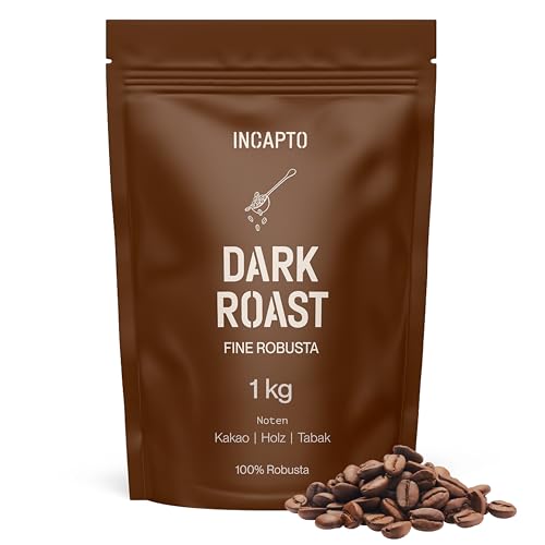 Incapto Kaffeebohnen Dark Roast | Mit viel Koffein | Single-Origin Uganda | Espresso 100% Robusta | Sehr Kräftiger und Vollmundiger Bohnenkaffee | Plantage Bujanga, Victoria Lake, 1kg von Incapto