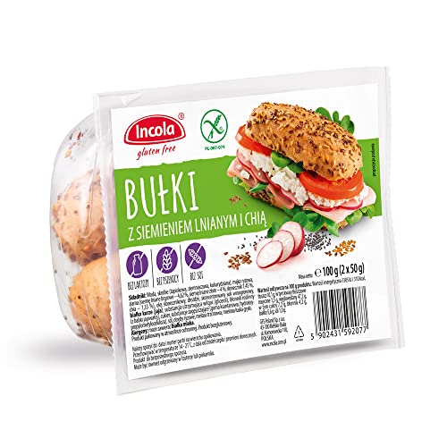 Glutenfreie Brötchen mit Leinsamen und Chia (2x50g) - Weiche Brötchen mit vielen Körnern von INCOLA