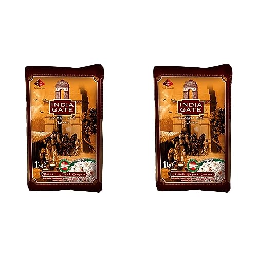 INDIA GATE Classic Basmati Rice (aus Indien, feines Langkorn) aromatisch, Vorratspackung - 2er Pack (1 x 1 kg) von India Gate