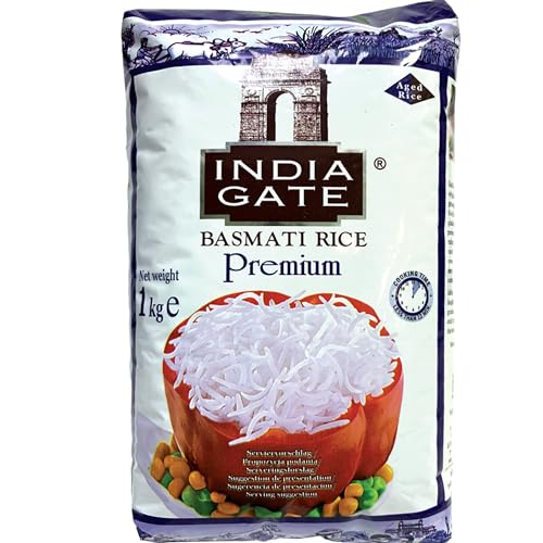 INDIA GATE Premium Basmati Reis – Feiner, aromatischer Langkornreis aus Indien, feines Langkorn (1 x 1 kg) von INDIA GATE