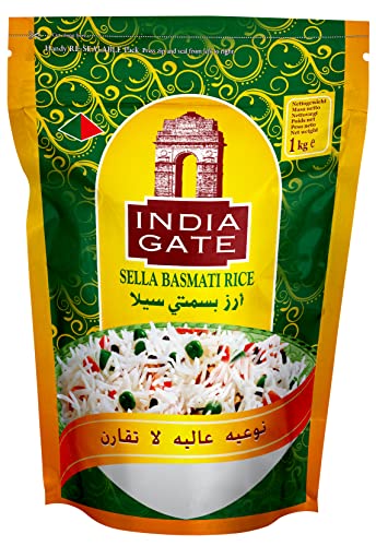 INDIA GATE Sella Basmati Rice, parboiled (aus Indien, feines Langkorn) aromatisch, Vorratspackung - 1er Pack (1 x 1 kg) von India Gate