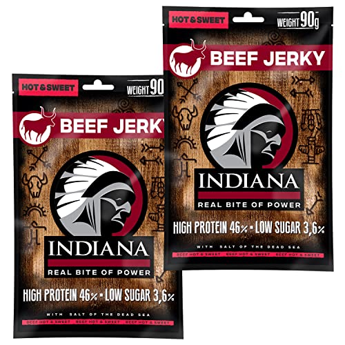Indiana Beef Jerky Hot&Sweet, Trockenfleisch 2er Pack Geschenkbox (2 x 90 g) von Indiana Jerky