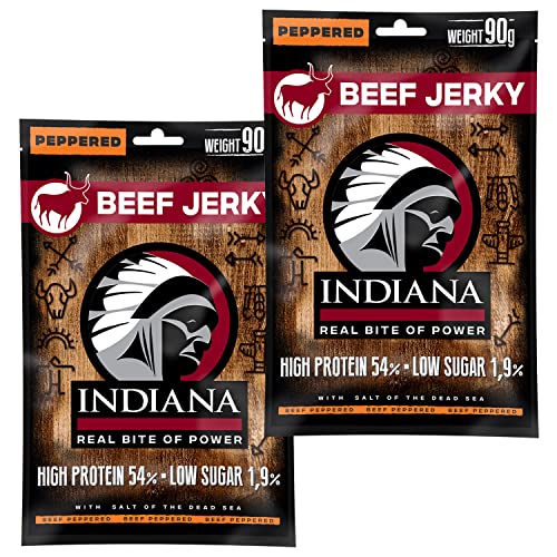 Indiana Beef Jerky Peppered, 2er Pack Geschenkbox (2 x 90 g) von Indiana Jerky