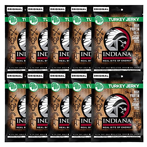 Indiana Turkey Jerky, High Protein Trockenfleisch, ohne Zuckerzusatz, Gluten-frei 10x25g Indiana Turkey Jerky, High Protein Trockenfleisch, ohne Zuckerzusatz, Gluten-frei 10x25g von Indiana Jerky