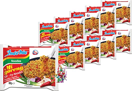 [ 10x 80g ] IndoMie Instant Noodles MI GORENG Gebratene Nudeln - fried noodles + ein kleines Glückspüppchen - Holzpüppchen von Indomie