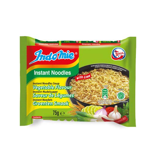 [ 40x 75g ] IndoMie Instant-Nudelsuppe, Gemüsegeschmack mit Limette / with Lime + ein kleines Glückspüppchen - Holzpüppchen von Indomie