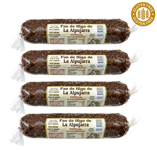 Original spanisches Feigenbrot mit Mandeln - 100 % natürlich - Superfood - Vegan - länglich - 4 x 350 Gramm - 1,4 Kg Vorteilspack von Industria Higuera Alpujarrena S.L.