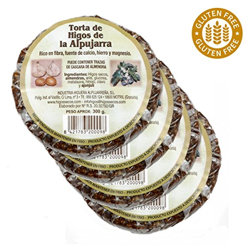 Original spanisches Feigenbrot mit Mandeln - 100 % natürlich - Superfood - Vegan - rund - 4 x 300 Gramm - 1,2 Kg Vorteilspack von Industria Higuera Alpujarrena S.L.