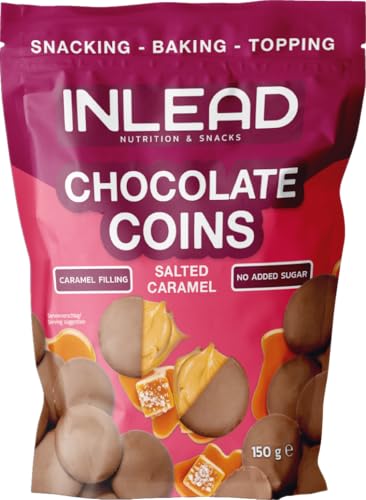 INLEAD - Chocolate Coins | Schokotaler mit Karamell-Füllung | Leckere Schokolade mit Salzigem Karamell | Ohne zugesetztem Zucker - 150g (Salted Caramel) von Inlead