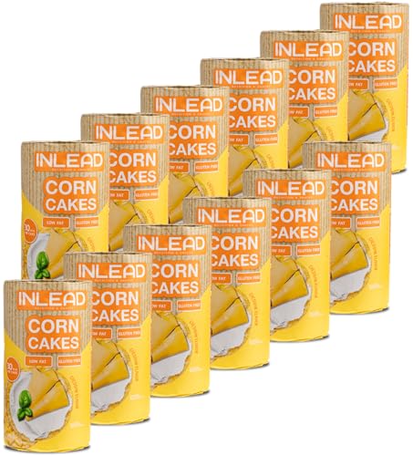 INLEAD - Corn Cakes | Leichte & Knusprige Maiswaffeln für Bewussten Genuss | Kalorienarm, Fettarm & Ideal als gesunde Alternative zu Chips (12x 120g, Cheddar Flavor) von Inlead