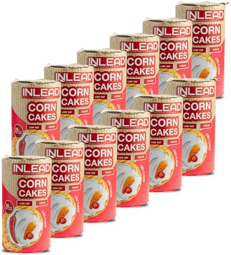 INLEAD - Corn Cakes | Leichte & Knusprige Maiswaffeln für Bewussten Genuss | Kalorienarm, Fettarm & Ideal als gesunde Alternative zu Chips (12x 120g, Chili Flavor) von Inlead